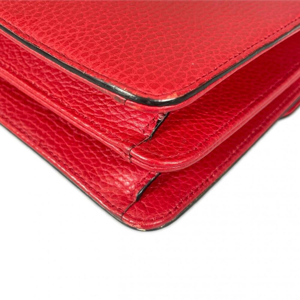 GUCCI Red Leather Shoulder Bag - Picture 7 of 16